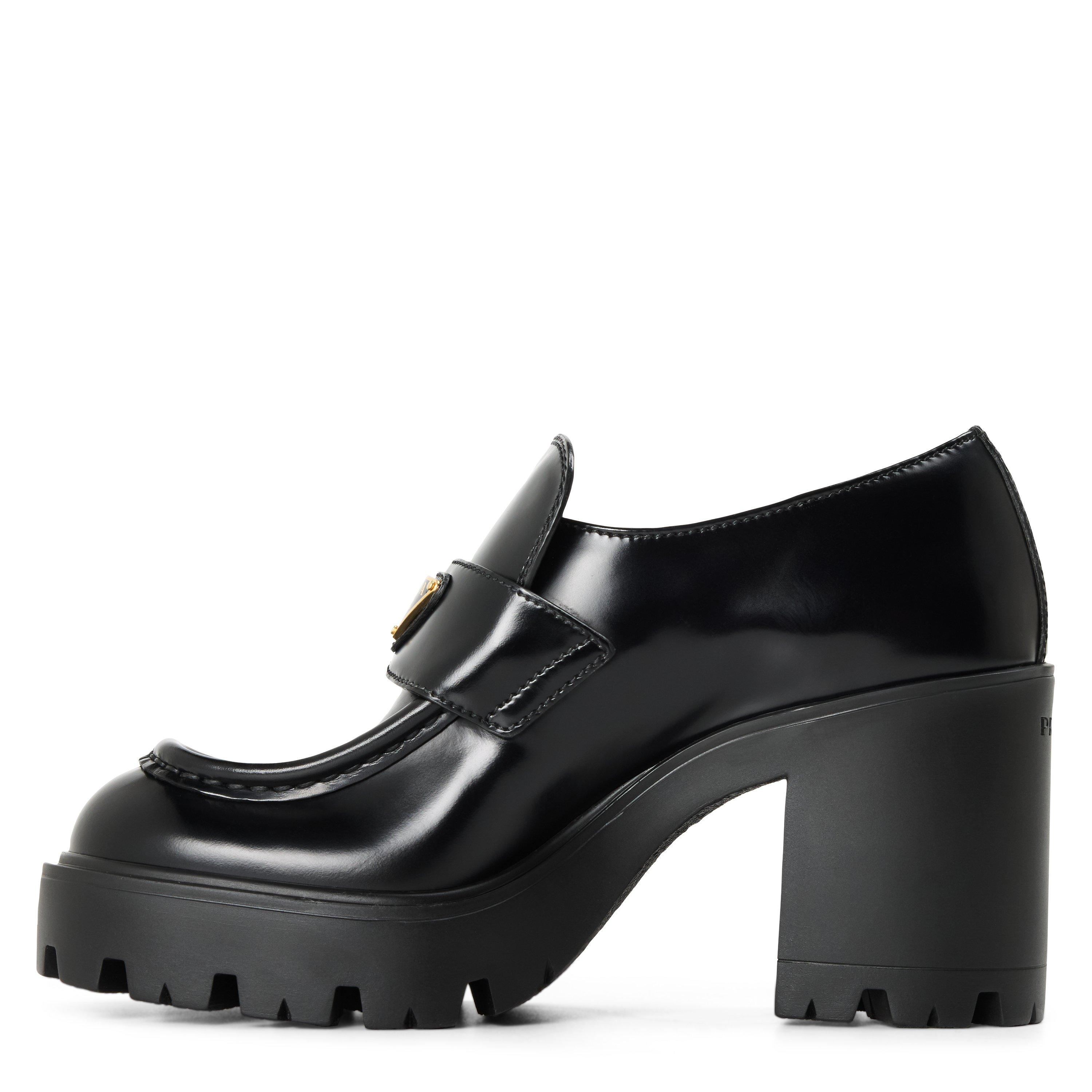 Prada Women's Stride Leather 85mm Heel Loafers