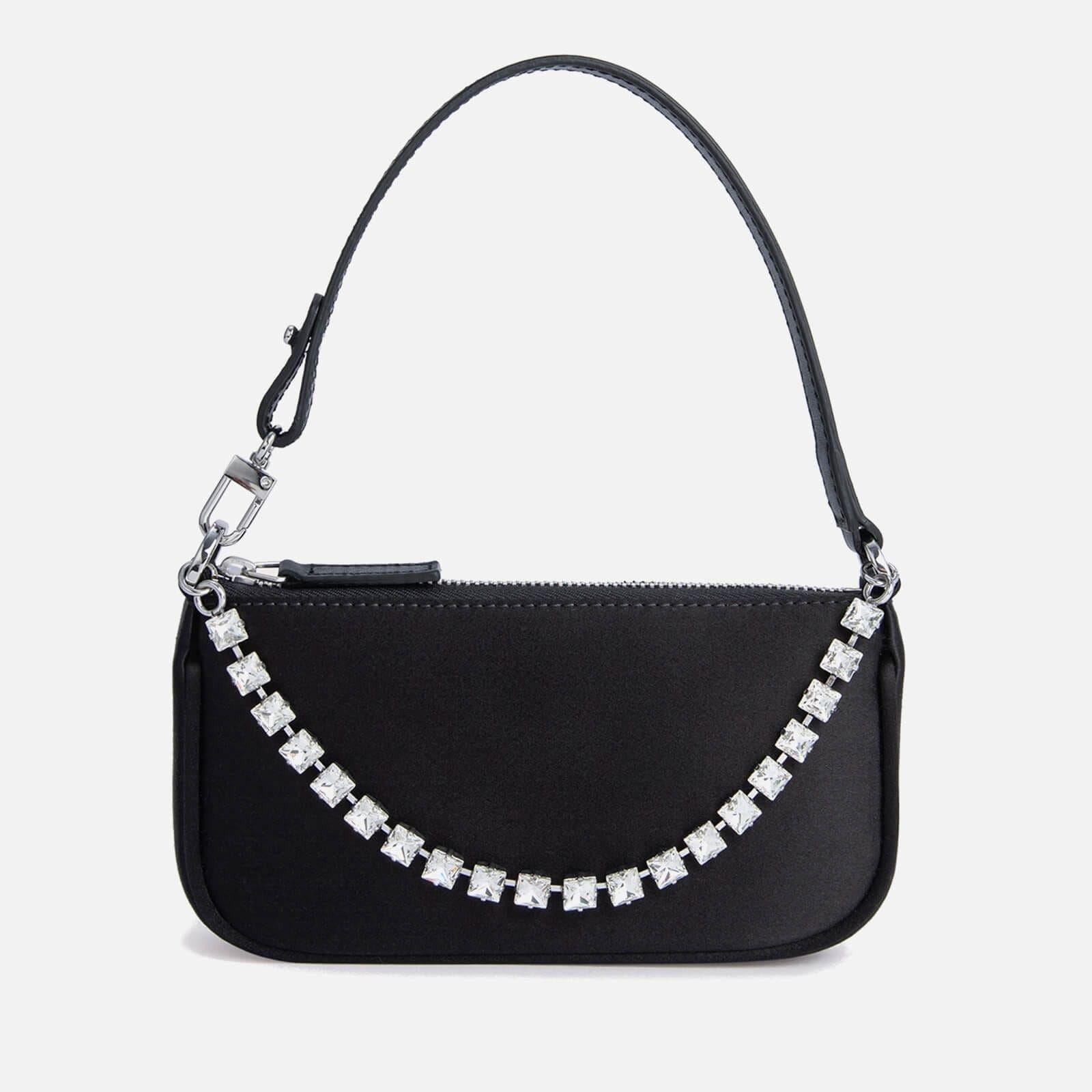 By Far Mini Rachel Silk Satin And Crystal Chain Bag