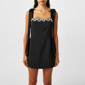 Women's Crystal Chain Structured Mini Dress
