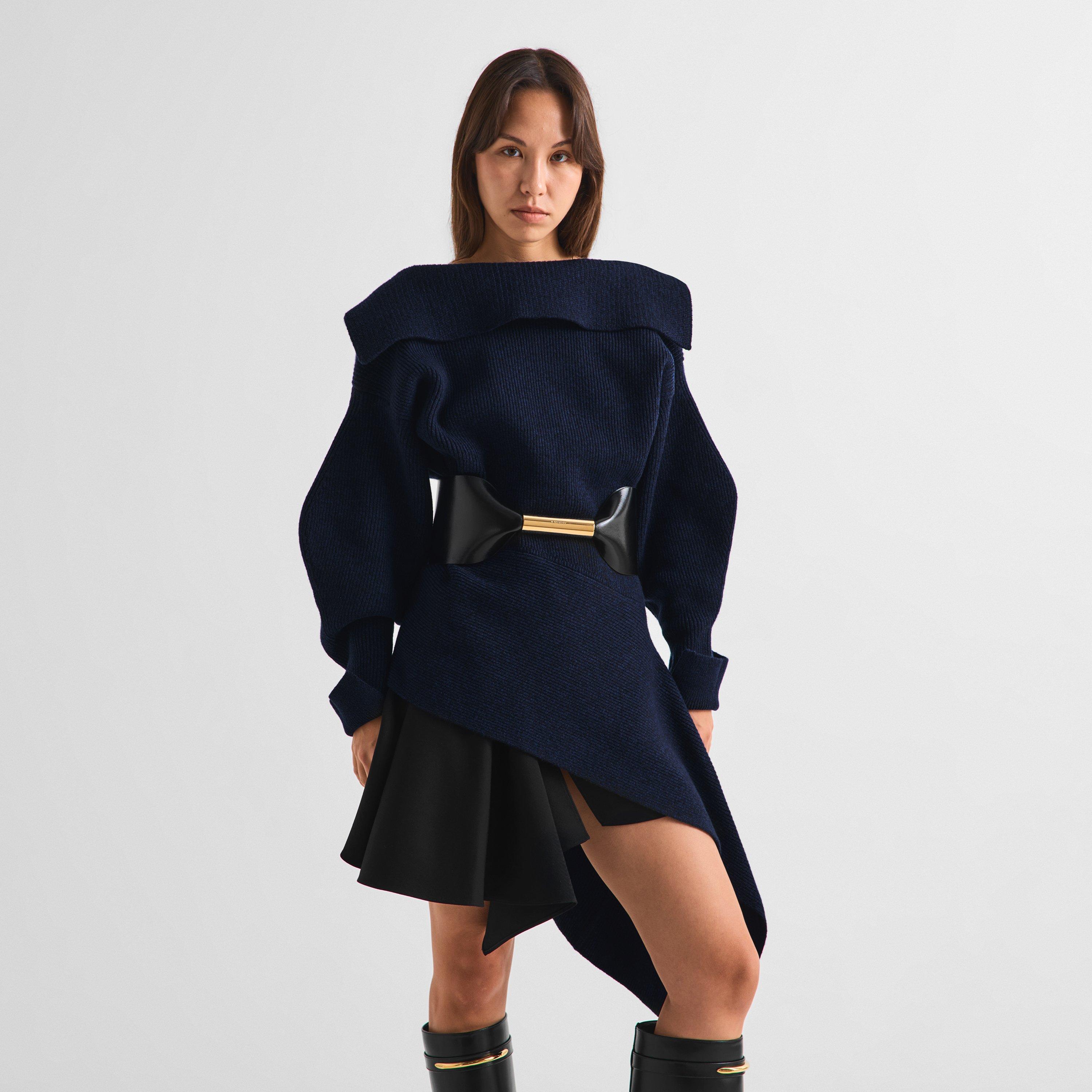 GIVENCHY Women's Slashed Wool Long-Sleeve Mini Dress
