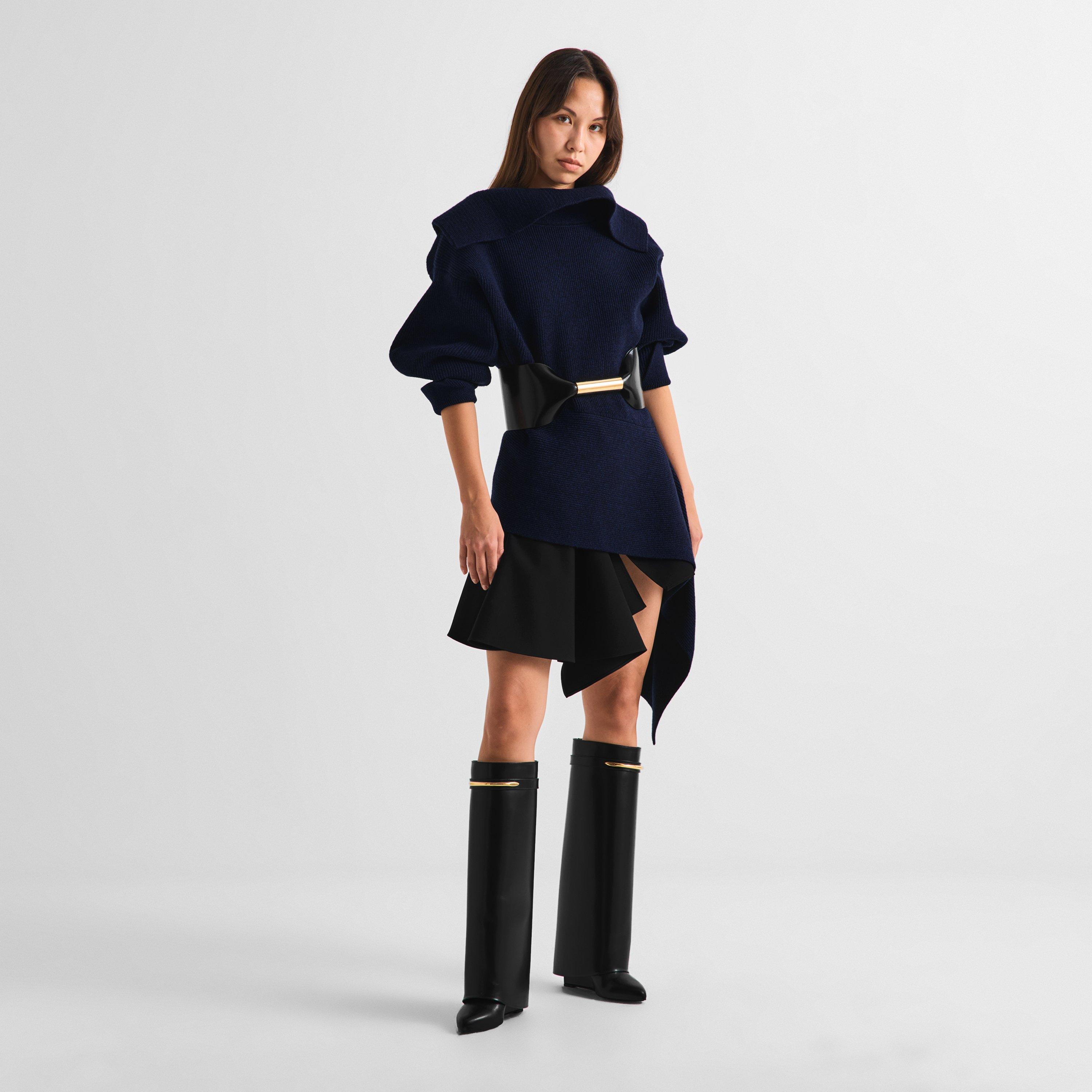 GIVENCHY Women's Slashed Wool Long-Sleeve Mini Dress