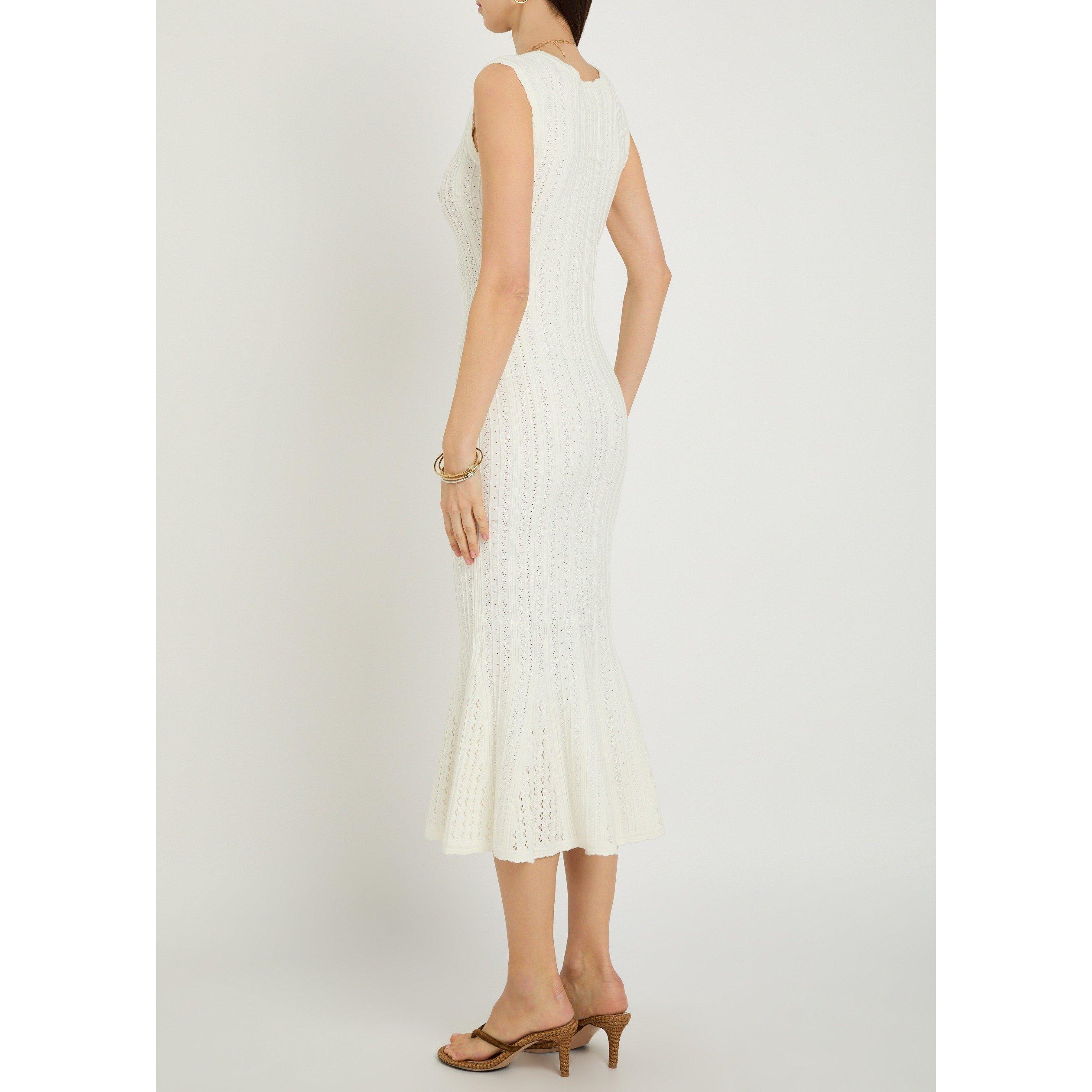 LoveshackFancy Women's Tayleen Square Neck Midi Knitted Dress