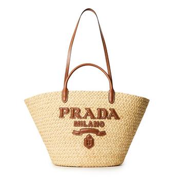 Women'S Raffia Logo Tote Bag