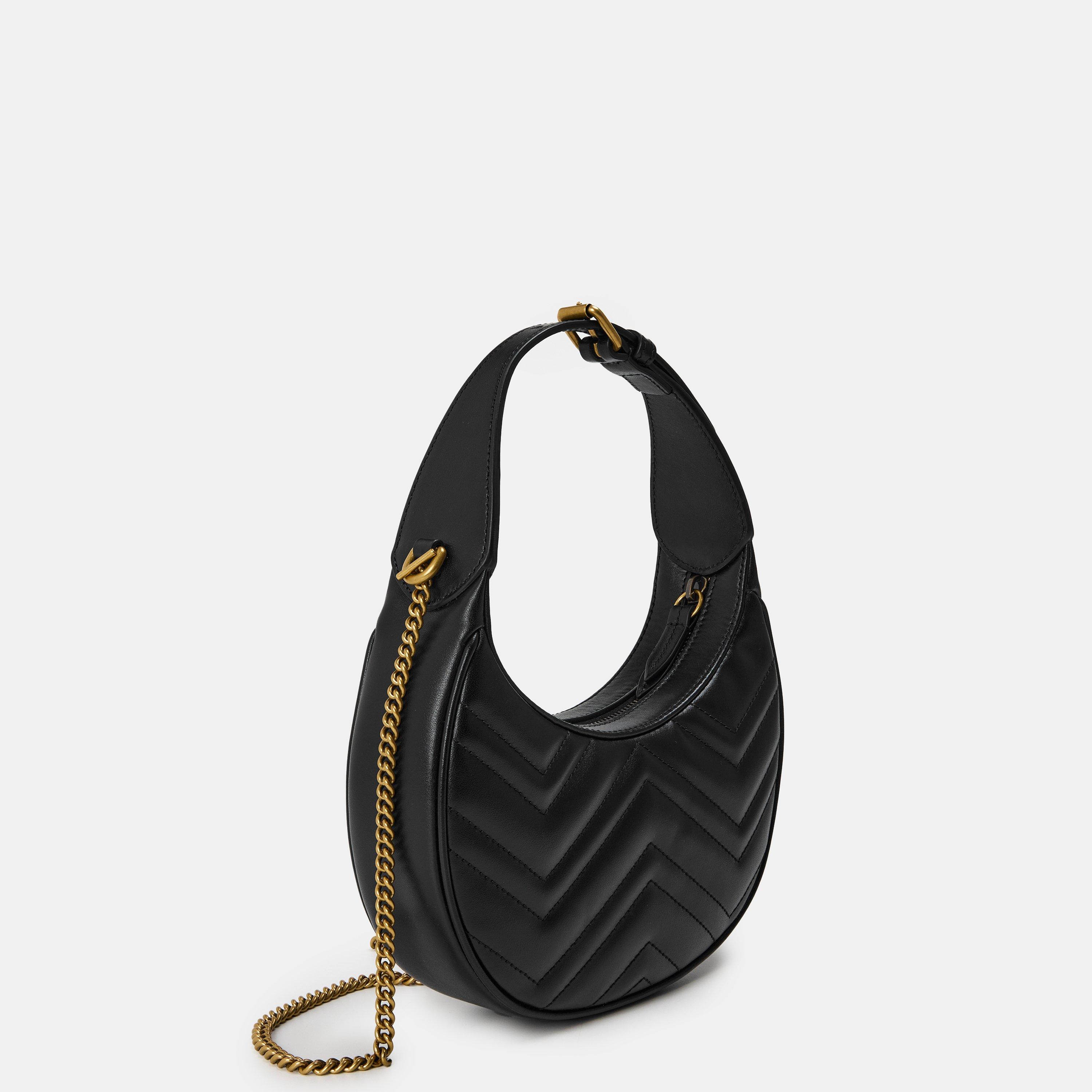 Gucci Women's Chevron Leather GG Marmont Half-Moon Mini Bag
