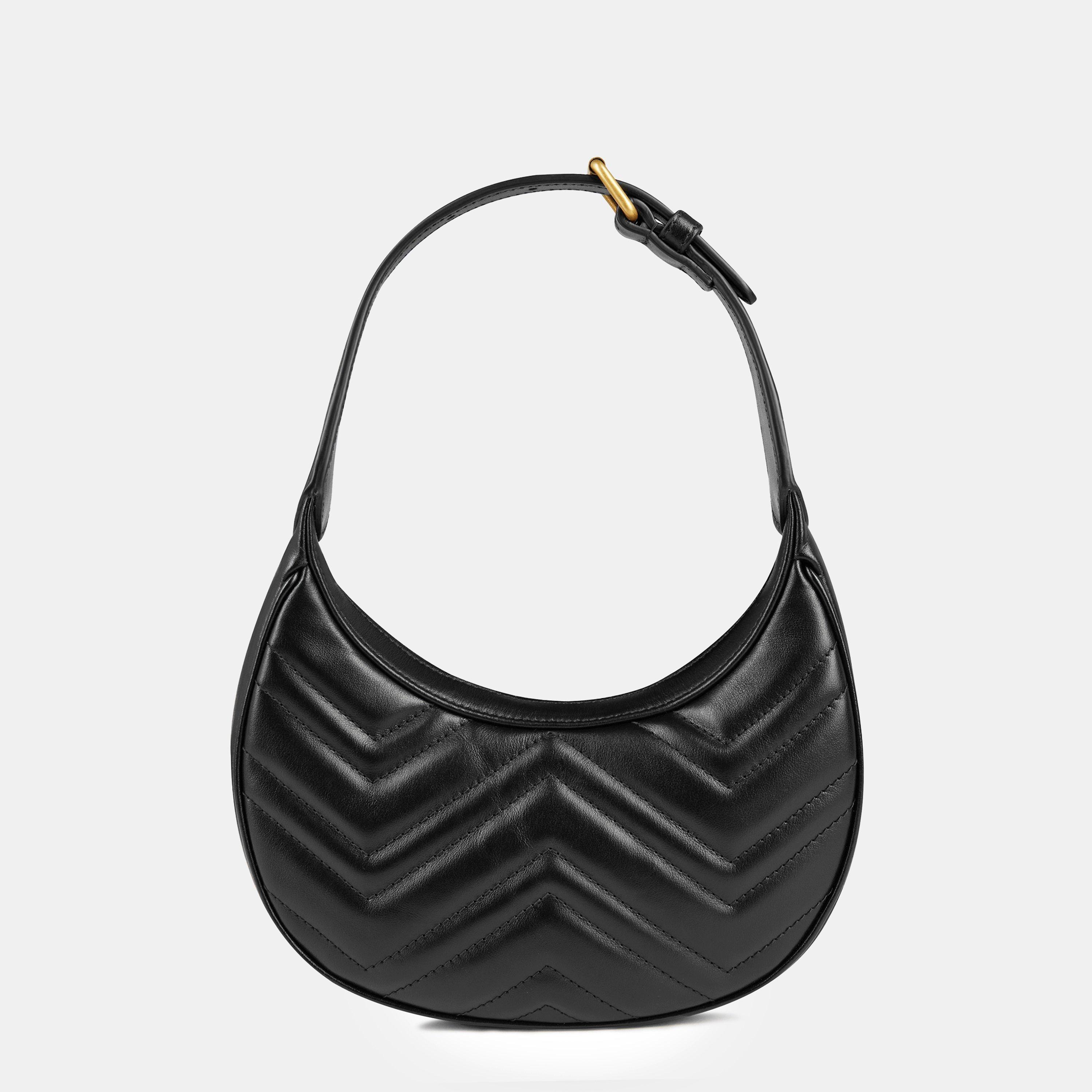 Gucci Women's Chevron Leather GG Marmont Half-Moon Mini Bag
