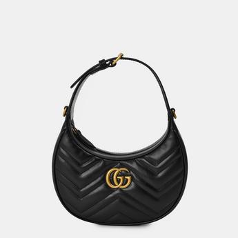 Women's Chevron Leather GG Marmont Half-Moon Mini Bag