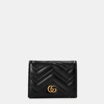 Women's GG Motif Leather Marmont Card Case Wallet