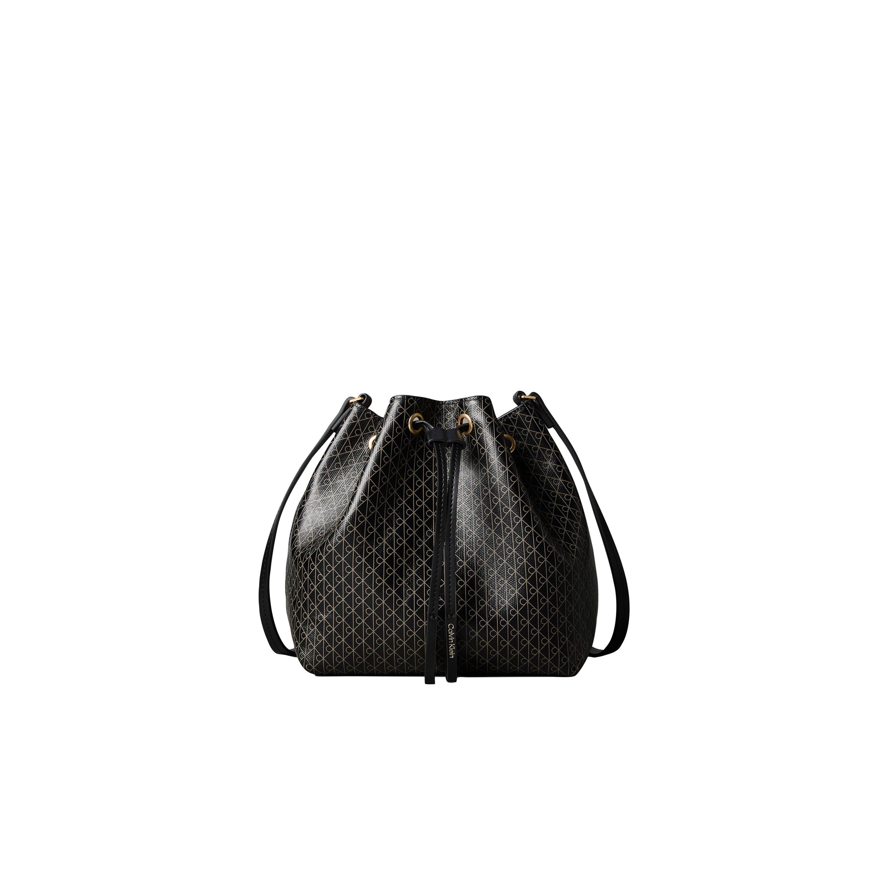 Calvin Klein Women's Emblem All-Over Print Drawstring Bucket Bag