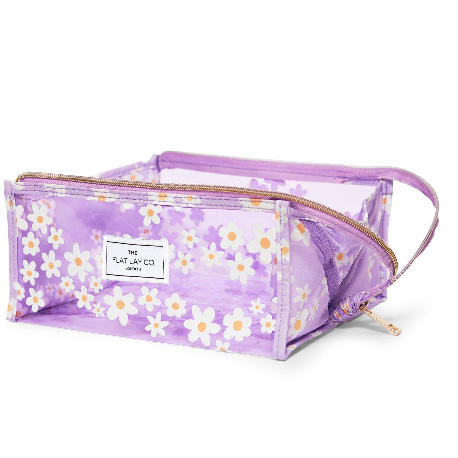 The Flat Lay Co. Jelly Flat Lay Makeup Box Bag - Lilac Daisy