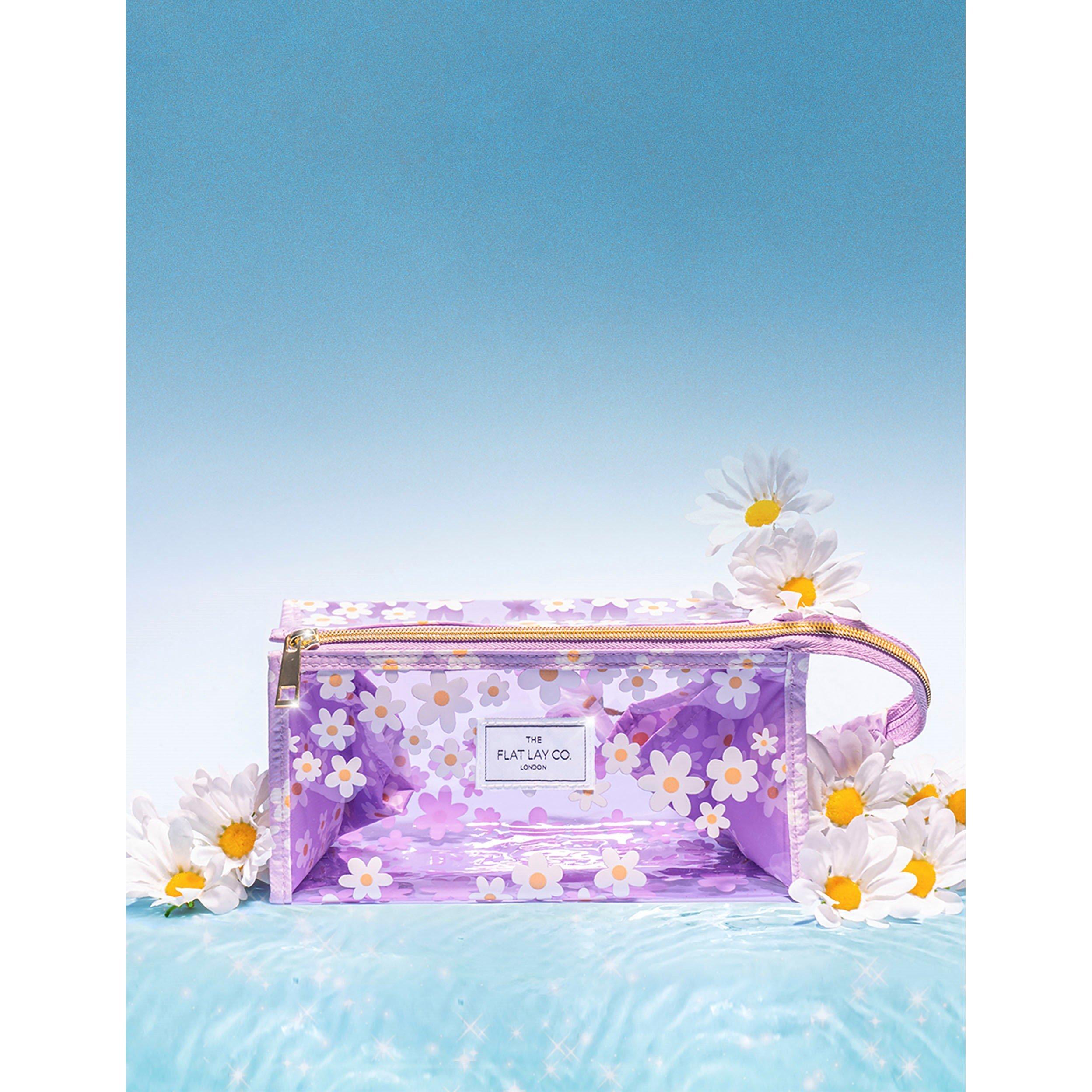 The Flat Lay Co. Jelly Flat Lay Makeup Box Bag - Lilac Daisy