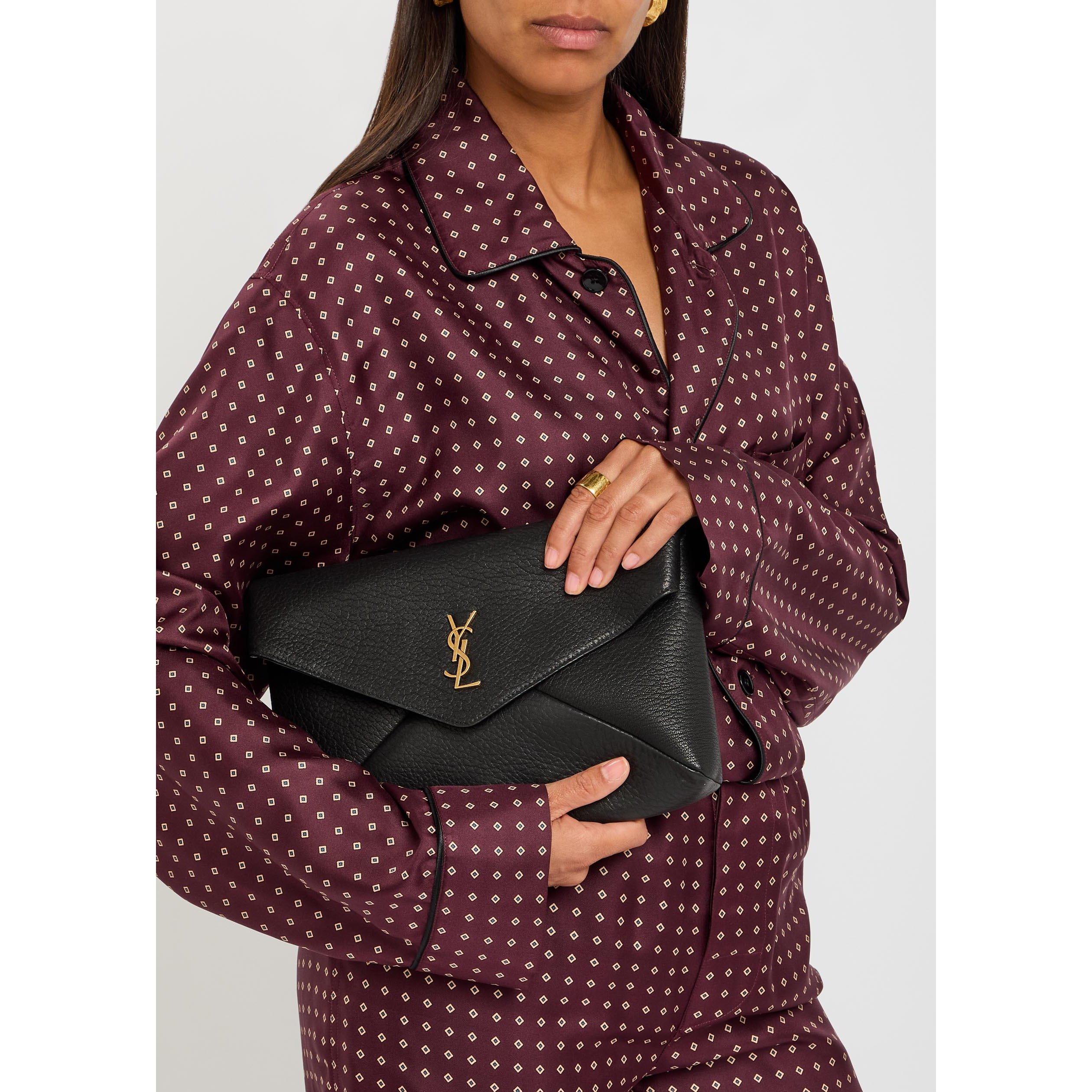 Saint Laurent Women's Large Leather Envelope Pouch