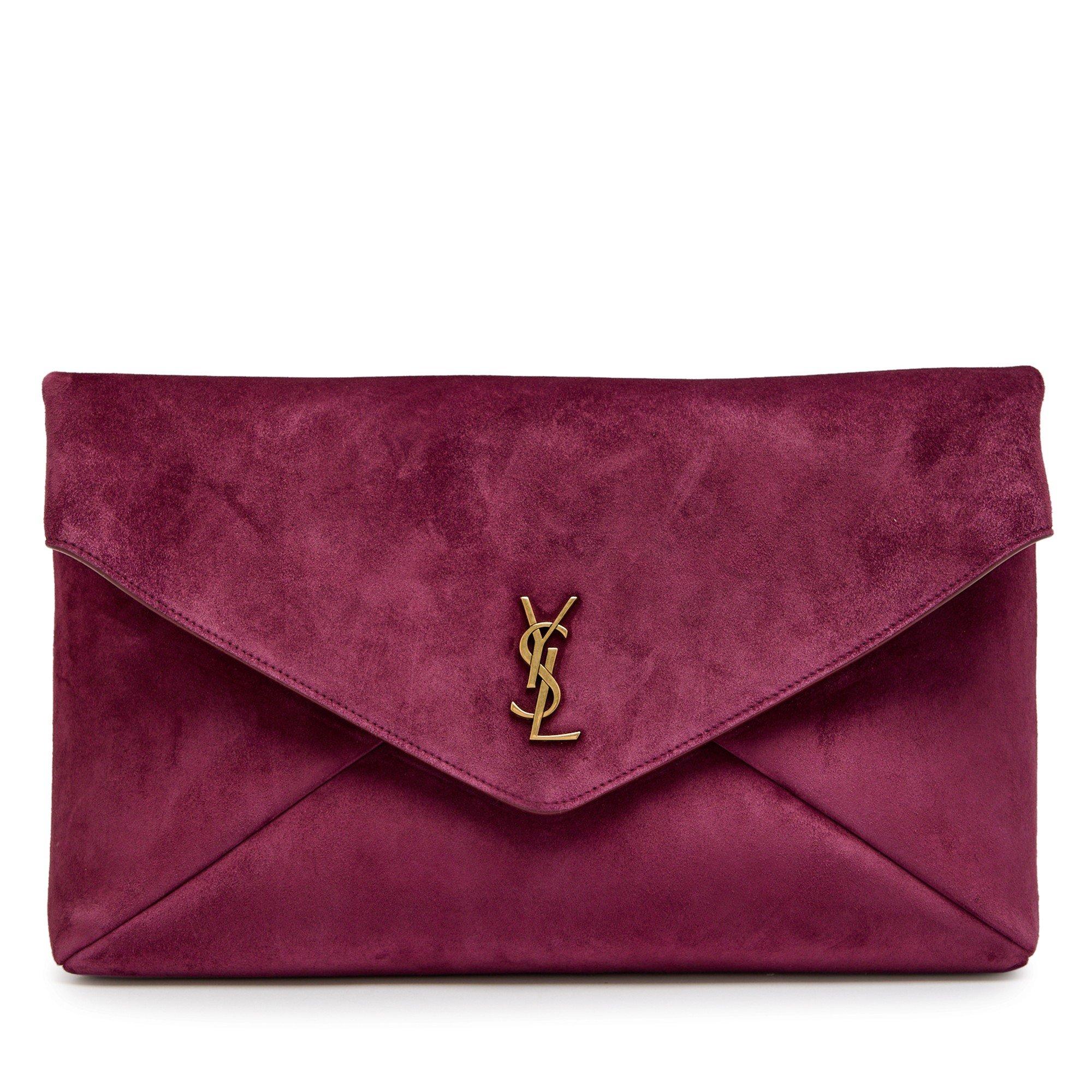 Saint Laurent Women’s Envelope Suede Wallet on Chain