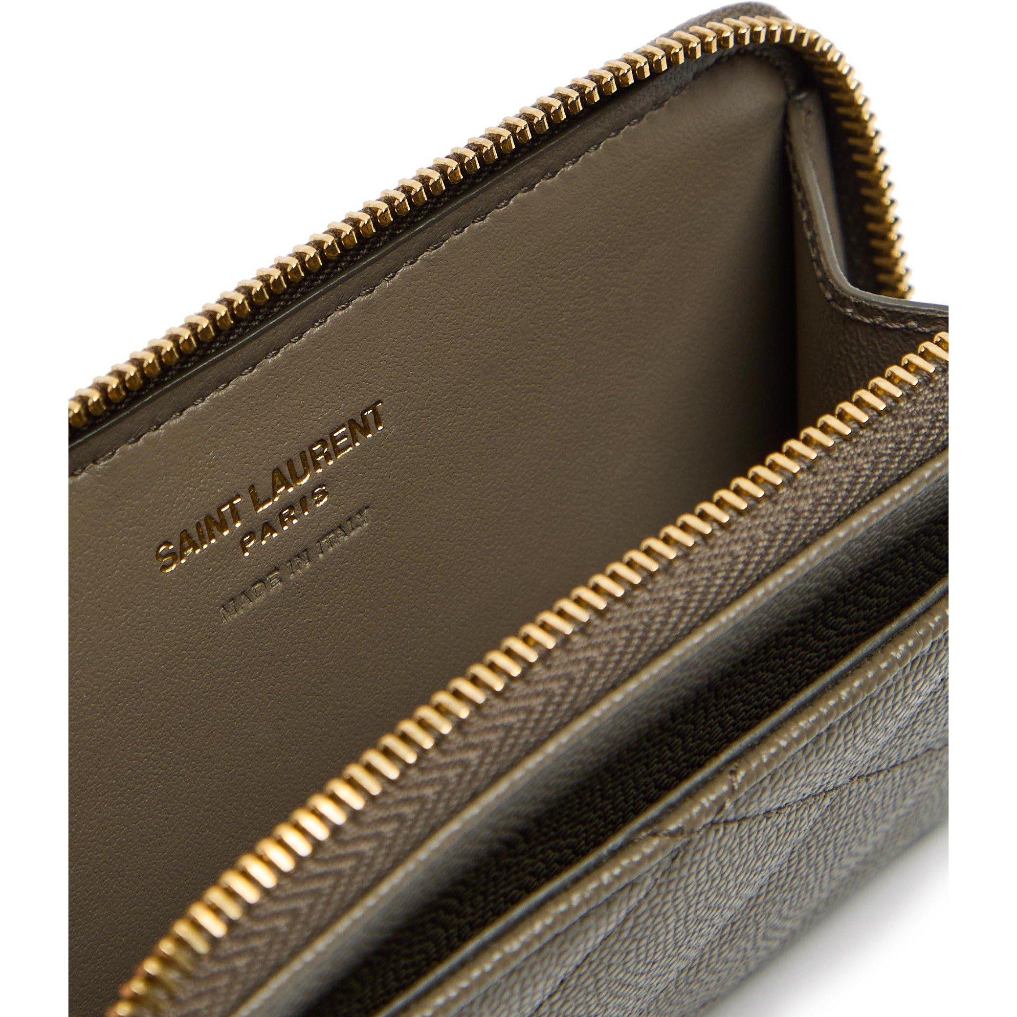 Saint Laurent Women's Quilted Leather Zip Card Holder