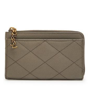 Women's Quilted Leather Zip Card Holder