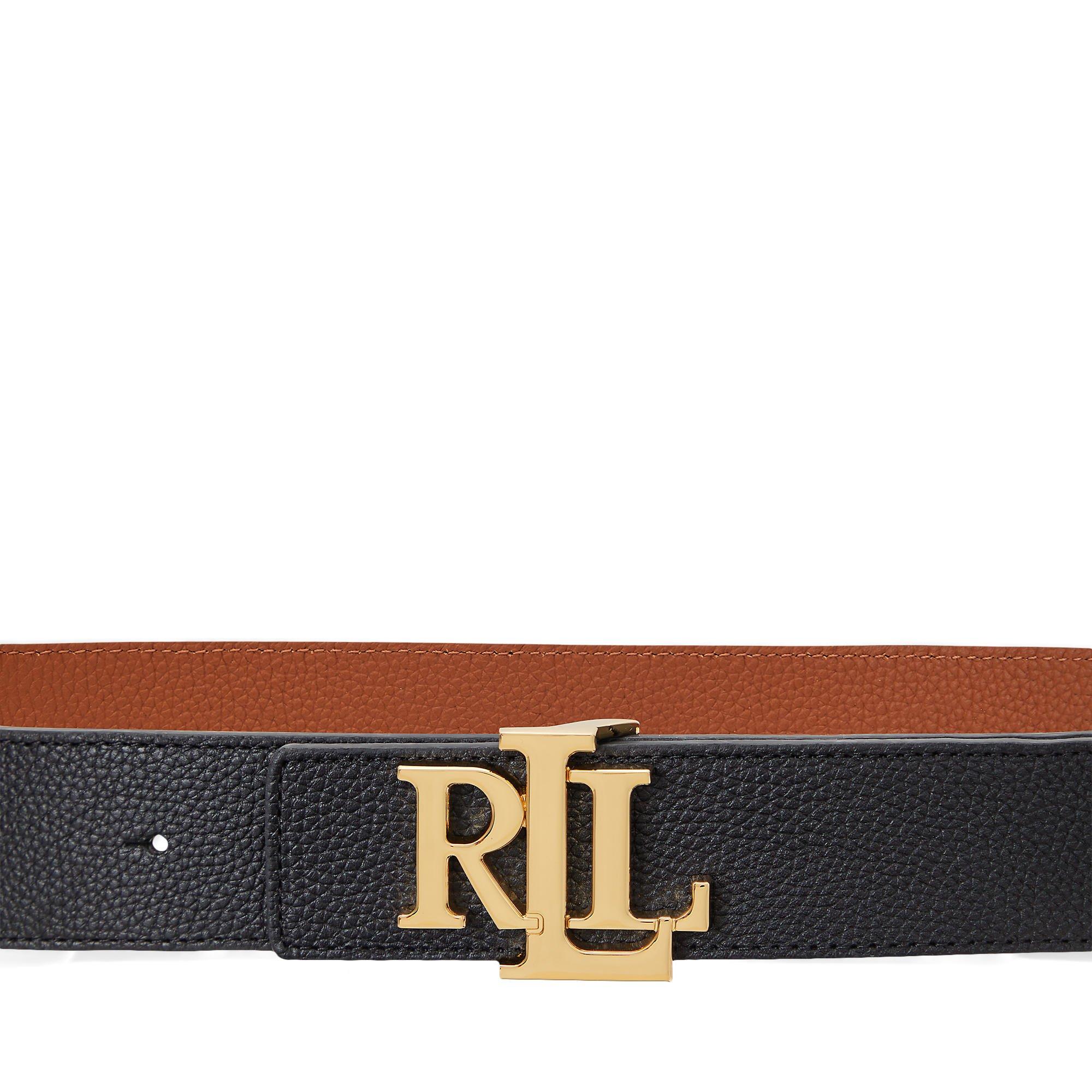 Lauren by Ralph Lauren Women's Reversible Leather Gold-Tone Buckle Belt