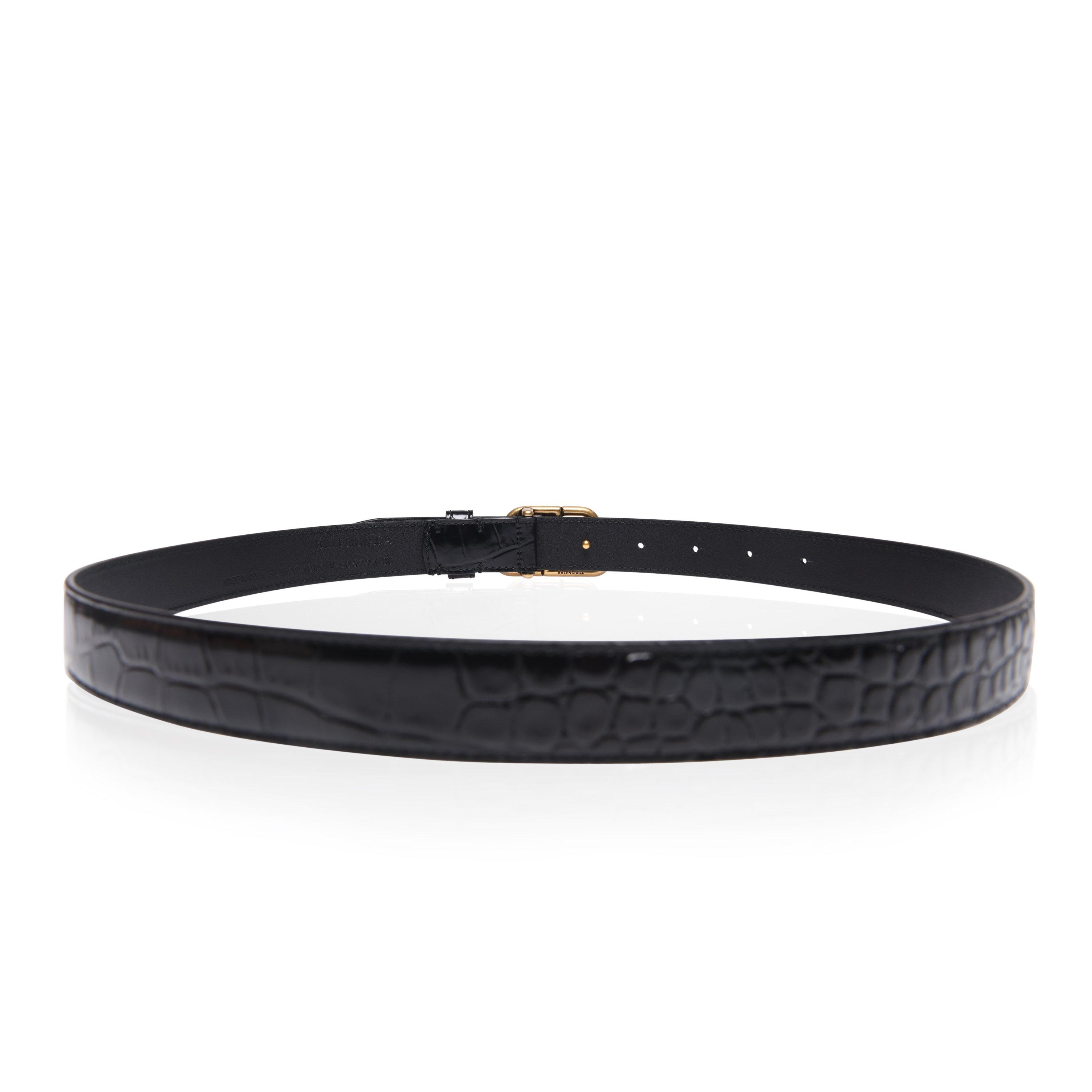Balenciaga Bb Thin Croc Belt