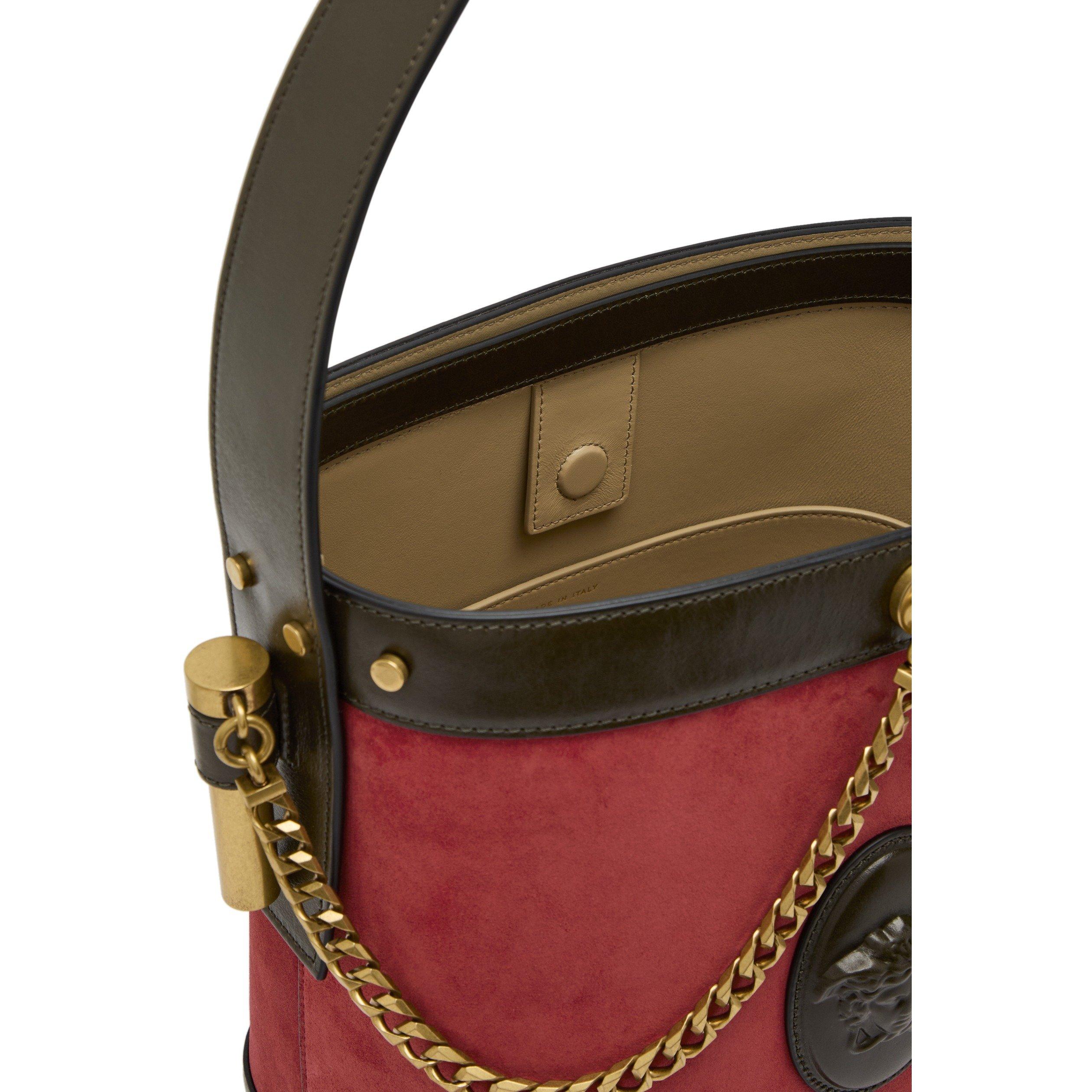 Versace CHAIN LEATHER SMALL BUCKET BAG