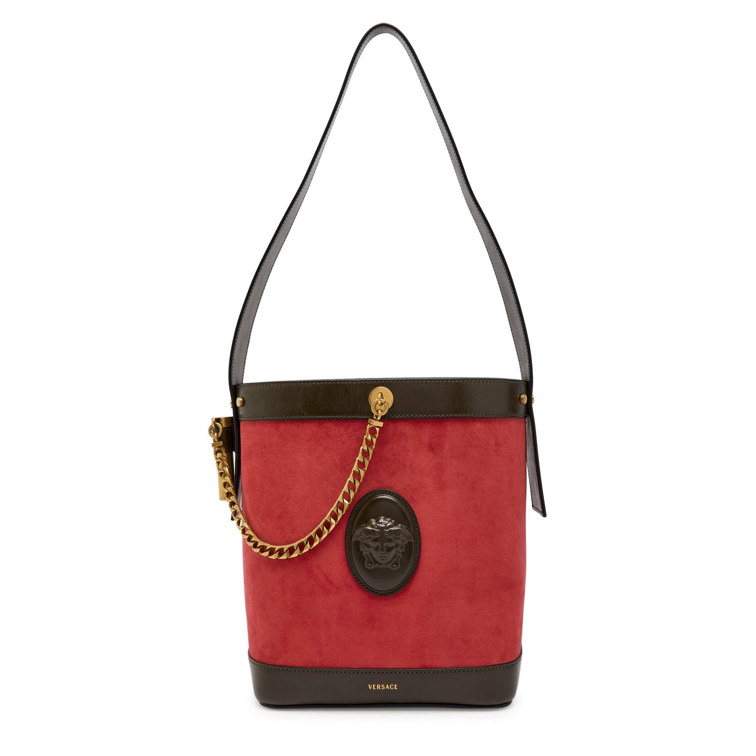 Versace CHAIN LEATHER SMALL BUCKET BAG