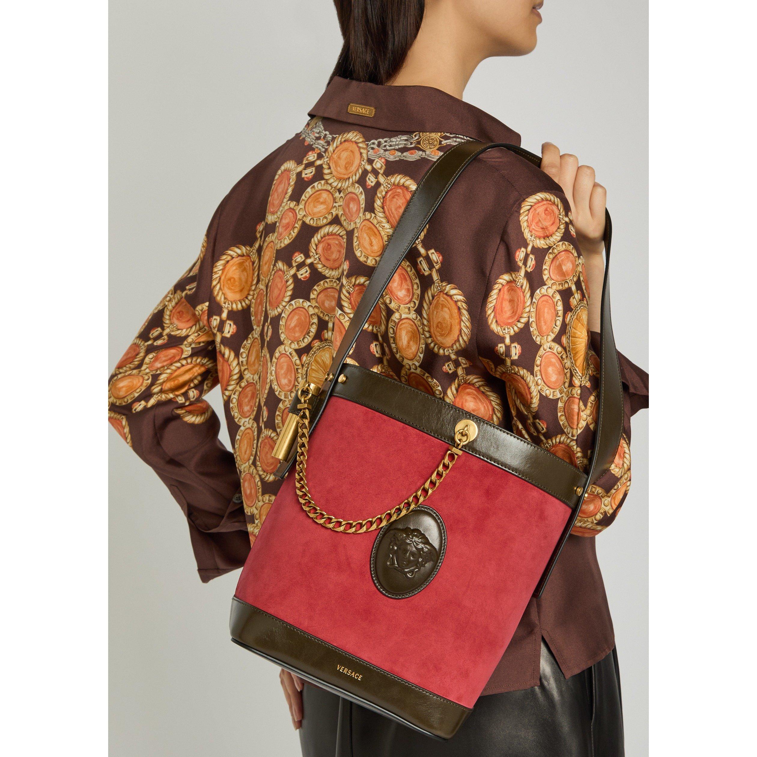 Versace CHAIN LEATHER SMALL BUCKET BAG