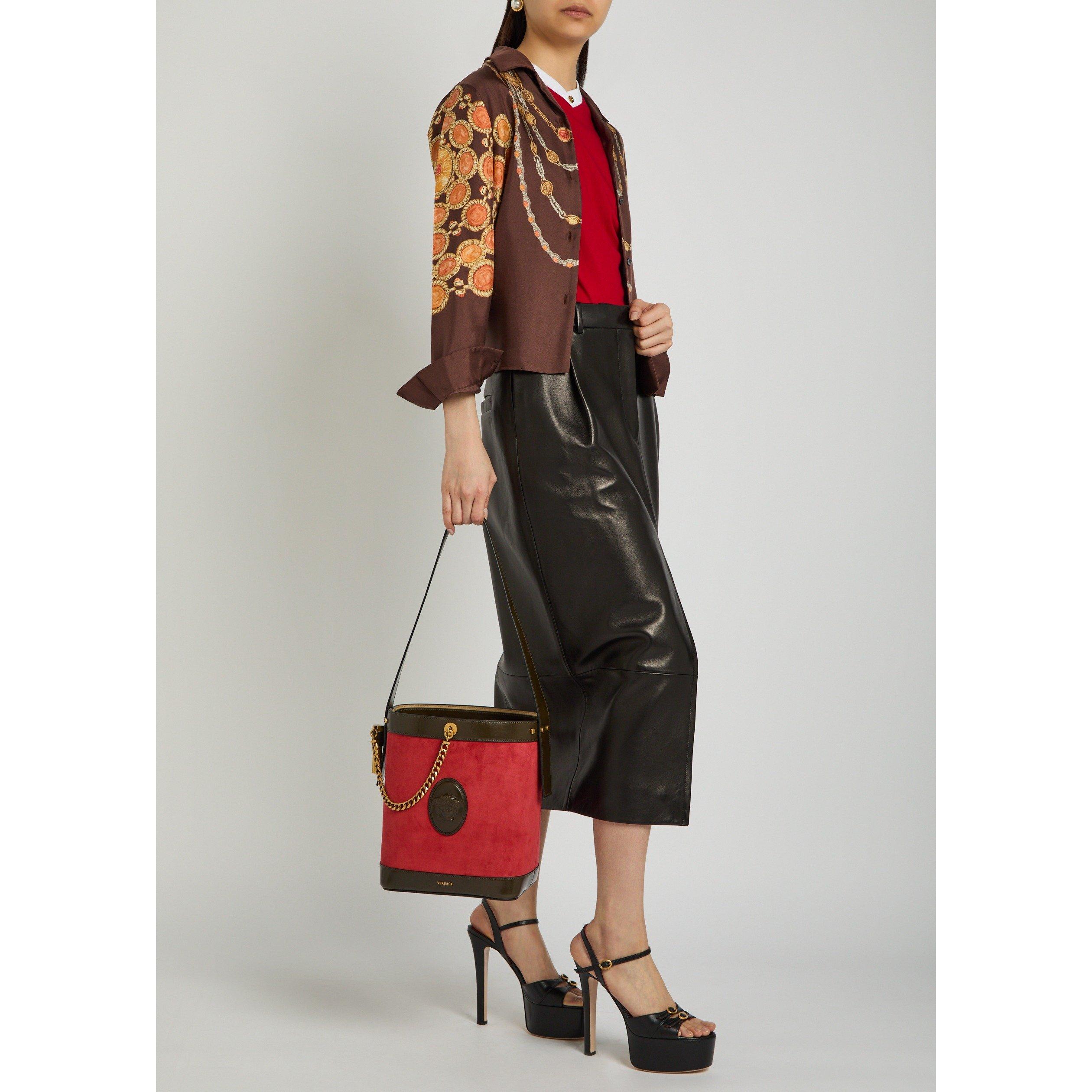 Versace CHAIN LEATHER SMALL BUCKET BAG