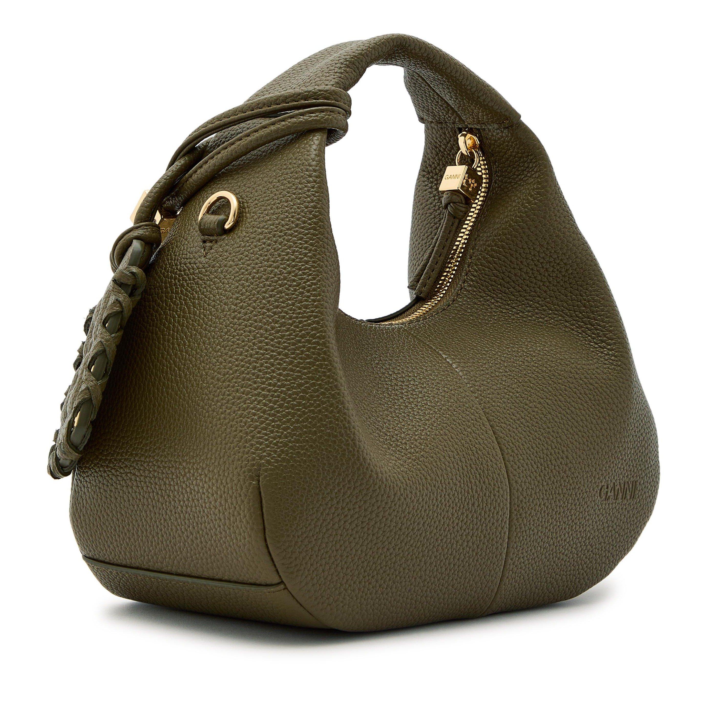 Ganni Women's Hobo Mini Grained Leather Bag