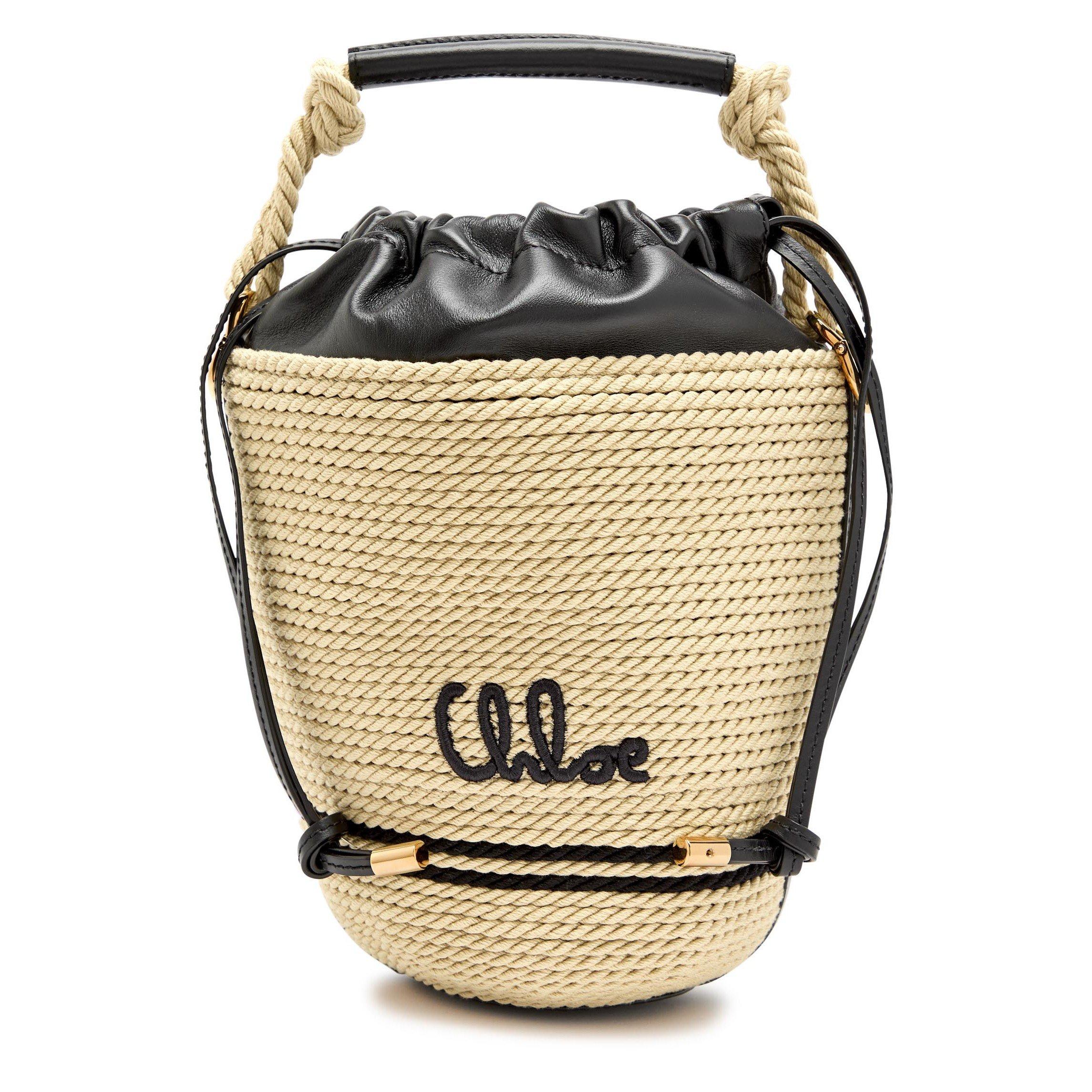 Chloe Women's Straw Logo Bucket Bag