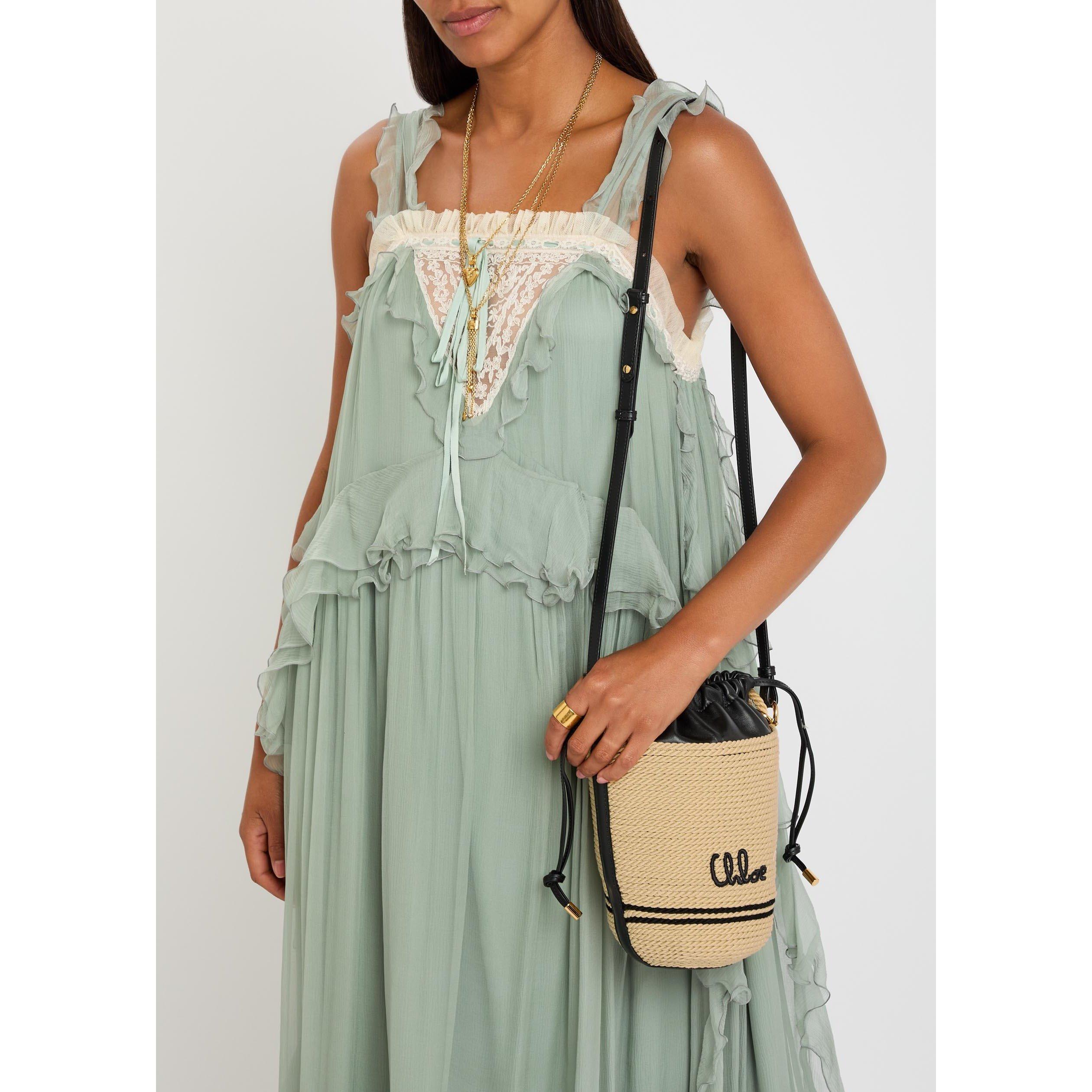 Chloe Women's Straw Logo Bucket Bag