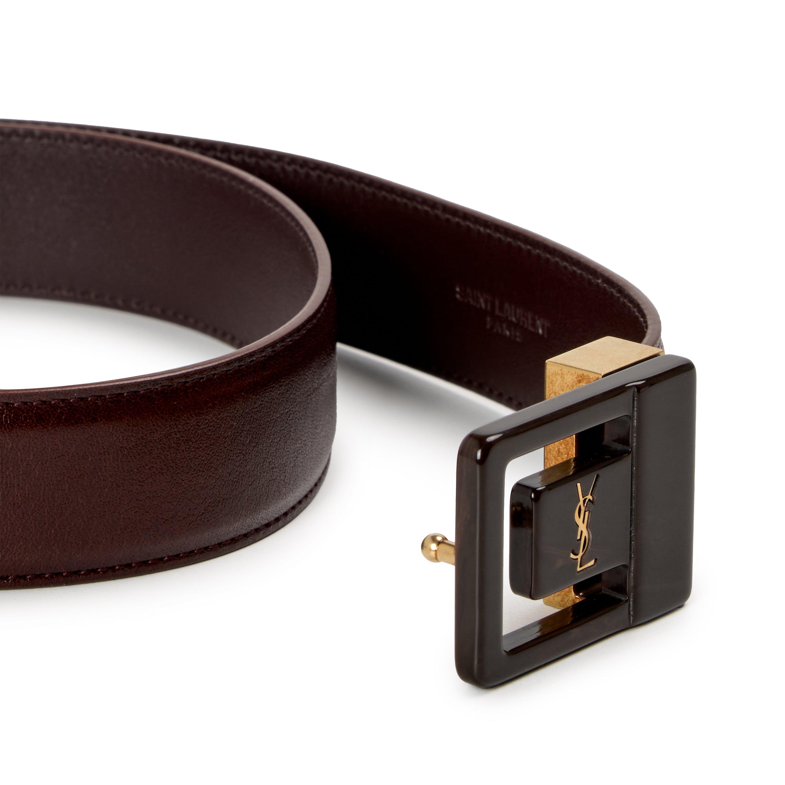 Saint Laurent Women's Smooth Calfskin Square Leather Belt